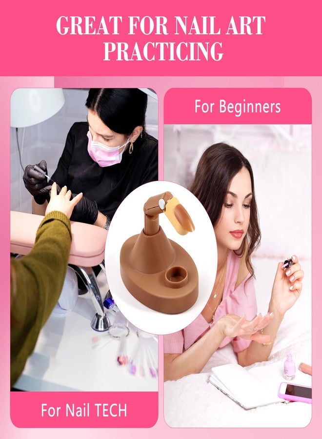 LIONVISON Practice Fingers Hand Acrylic Nails: 3PCS Fake Fingers to Practice Fake Nails - Manicure Acrylic Nail Hands Training Set with Base and 200PCS Brown Nail Tips for Nail Supplies - Image 5